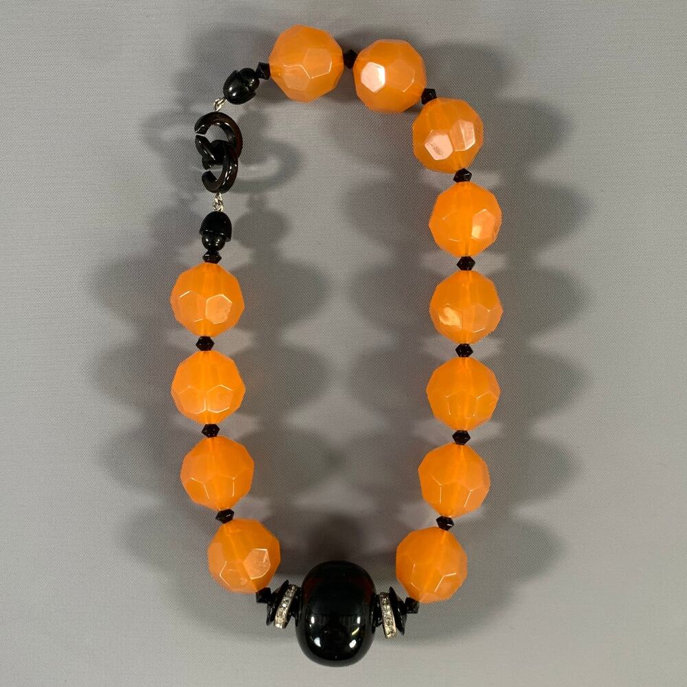 NO BRAND Orange Black Plastic Necklace